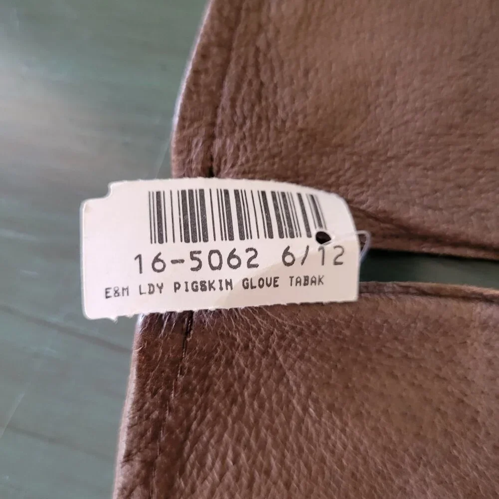 Edwards Marks Genuine Pigskin‎ Leather Gloves Size 6 1/2 Brown Perforated Design